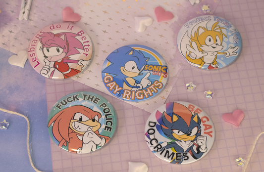 SONIC GAY PRIDE Button Badges